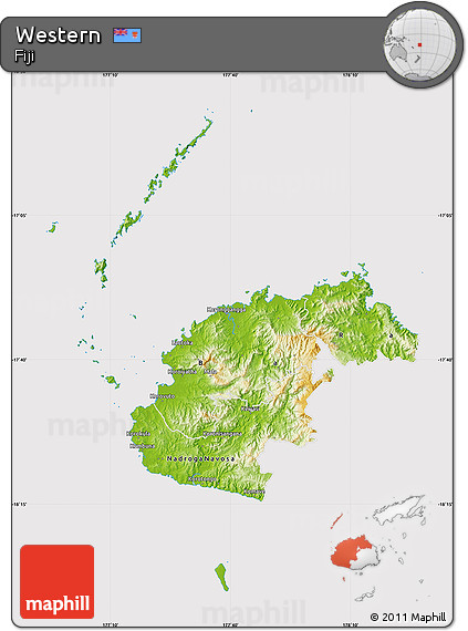 Physical Map of Western, cropped outside