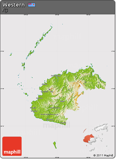 Physical Map of Western, cropped outside