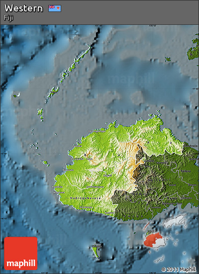 Physical Map of Western, darken