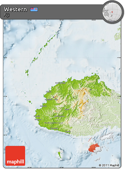 Physical Map of Western, lighten