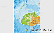 Physical Map of Western, political shades outside