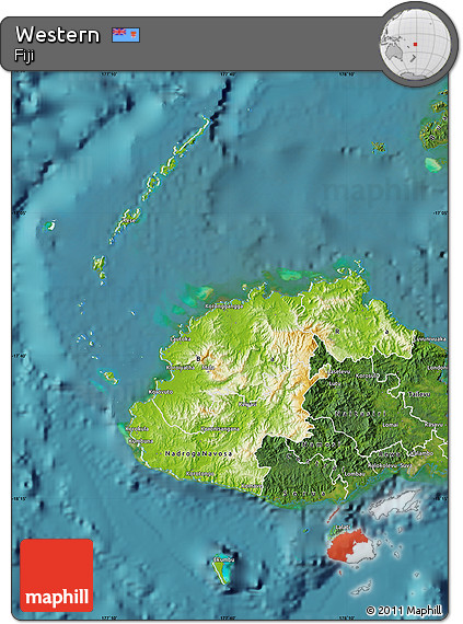 Physical Map of Western, satellite outside