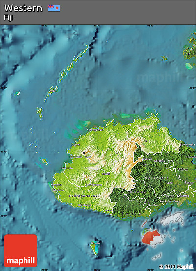 Physical Map of Western, satellite outside