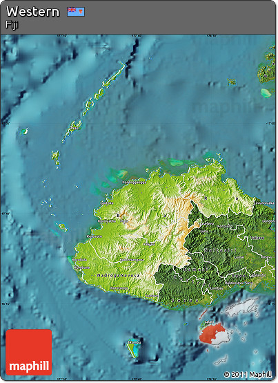 Physical Map of Western, satellite outside