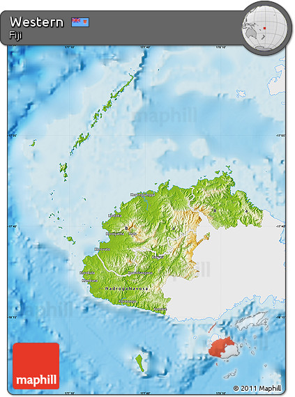 Physical Map of Western, single color outside