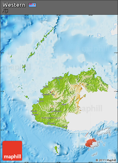 Physical Map of Western, single color outside