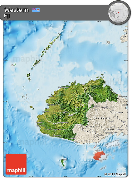 Satellite Map of Western, shaded relief outside