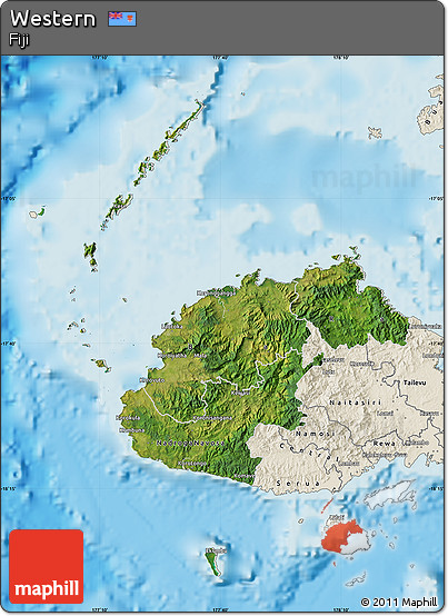 Satellite Map of Western, shaded relief outside