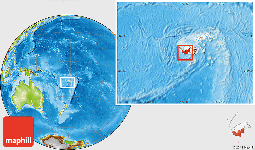 Physical Location Map of Nadroga/Navosa, highlighted country