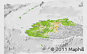 Physical Panoramic Map of Western, lighten, desaturated