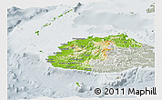 Physical Panoramic Map of Western, lighten, semi-desaturated