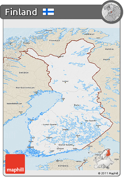 Classic Style 3D Map of Finland