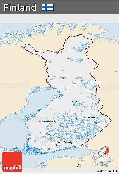 Classic Style 3D Map of Finland, single color outside