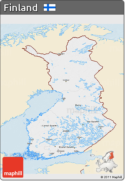 Classic Style 3D Map of Finland, single color outside