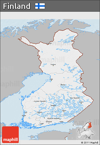 Gray 3D Map of Finland, single color outside