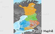 Political 3D Map of Finland, darken, desaturated, land only
