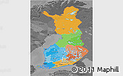 Political 3D Map of Finland, darken, desaturated