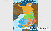 Political 3D Map of Finland, darken, land only