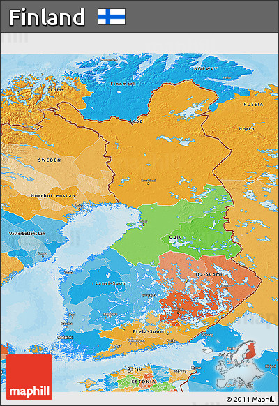 Political 3D Map of Finland