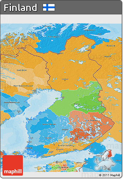 Political 3D Map of Finland