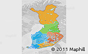 Political 3D Map of Finland, lighten, desaturated