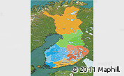 Political 3D Map of Finland, satellite outside
