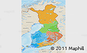 Political 3D Map of Finland, shaded relief outside