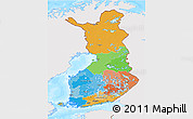 Political 3D Map of Finland, single color outside, bathymetry sea