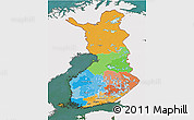 Political 3D Map of Finland, single color outside, satellite sea