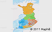 Political 3D Map of Finland, single color outside, shaded relief sea