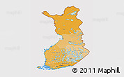Political Shades 3D Map of Finland, cropped outside
