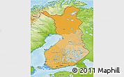 Political Shades 3D Map of Finland, physical outside