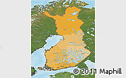 Political Shades 3D Map of Finland, satellite outside, bathymetry sea