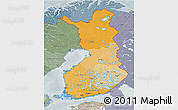 Political Shades 3D Map of Finland, semi-desaturated