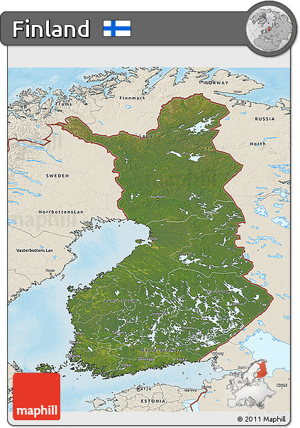 Satellite 3D Map of Finland, shaded relief outside