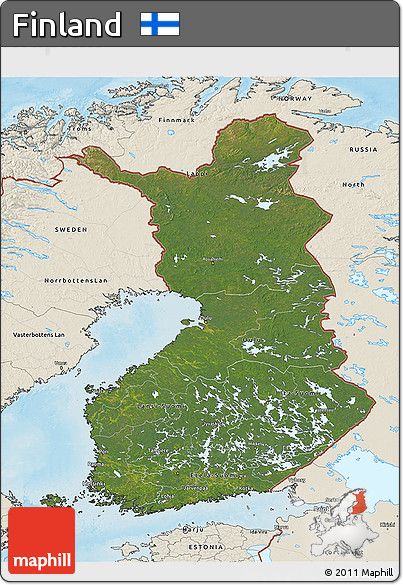 Satellite 3D Map of Finland, shaded relief outside