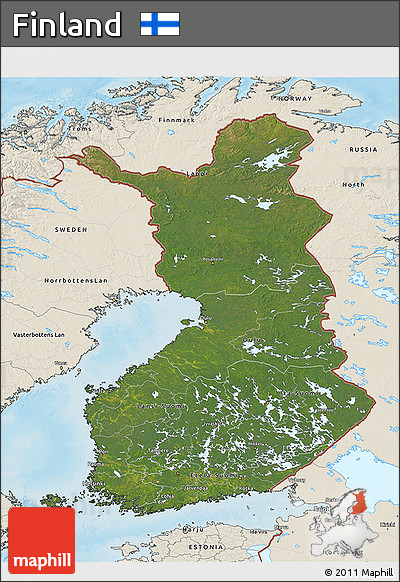 Satellite 3D Map of Finland, shaded relief outside