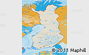 Shaded Relief 3D Map of Finland, political outside