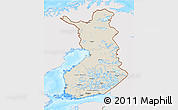 Shaded Relief 3D Map of Finland, single color outside, bathymetry sea