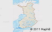 Shaded Relief 3D Map of Finland, single color outside, bathymetry sea, shaded relief sea