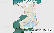 Shaded Relief 3D Map of Finland, single color outside, satellite sea
