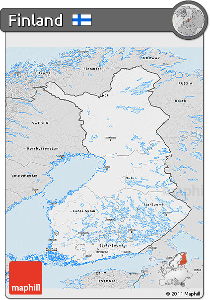 Silver Style 3D Map of Finland
