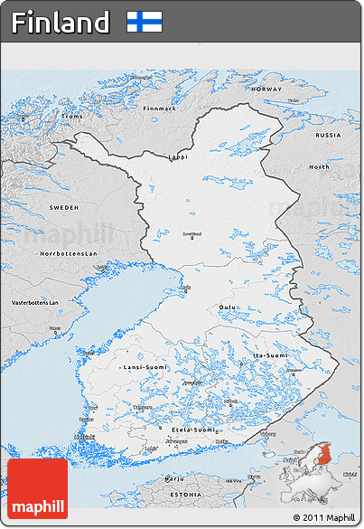 Silver Style 3D Map of Finland