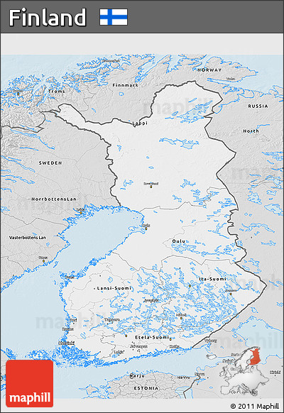 Silver Style 3D Map of Finland