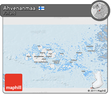 Gray 3D Map of Ahvenanmaa, single color outside