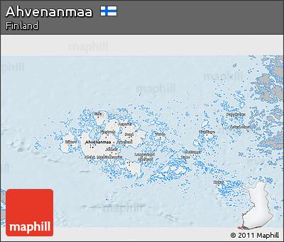 Gray 3D Map of Ahvenanmaa, single color outside