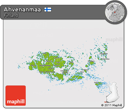 Physical 3D Map of Ahvenanmaa, cropped outside