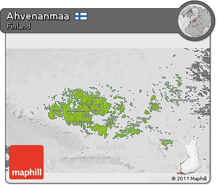 Physical 3D Map of Ahvenanmaa, desaturated
