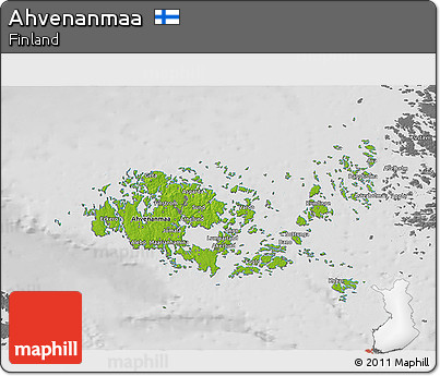 Physical 3D Map of Ahvenanmaa, desaturated