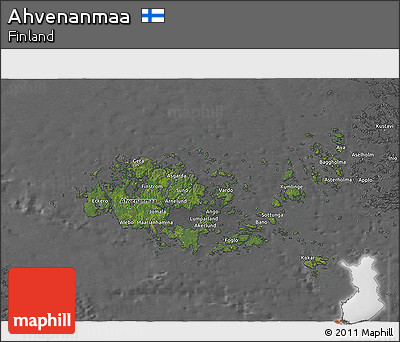 Satellite 3D Map of Ahvenanmaa, desaturated